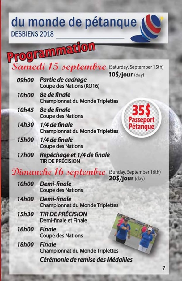 Championnat du monde triplette masculin et tir de précision Championnat du monde triplette masculin et tir de précision