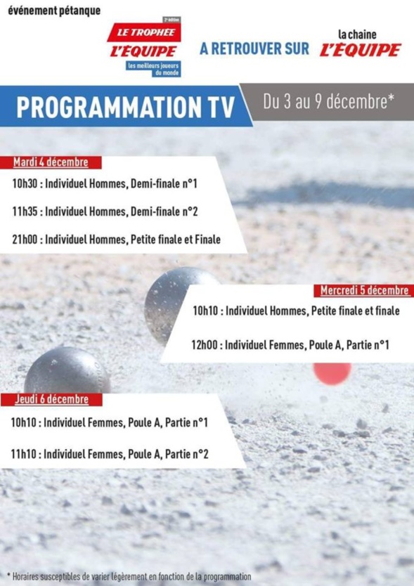 Diffusion pétanque sur l'EQUIPE TV