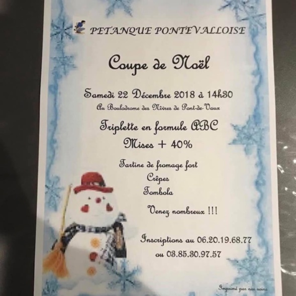 Coupe de Noël à PONT DE VAUX. Coupe de Noël à PONT DE VAUX.
