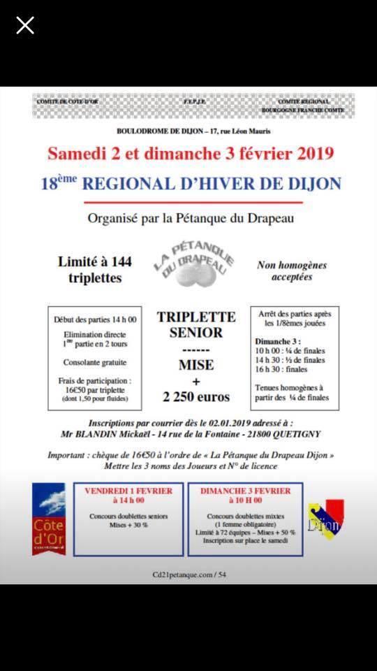REGIONAL de DIJON en triplette. REGIONAL de DIJON en triplette.