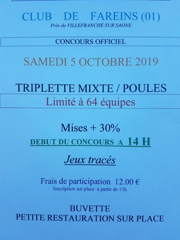 Triplette mixte à FAREINS Triplette mixte à FAREINS