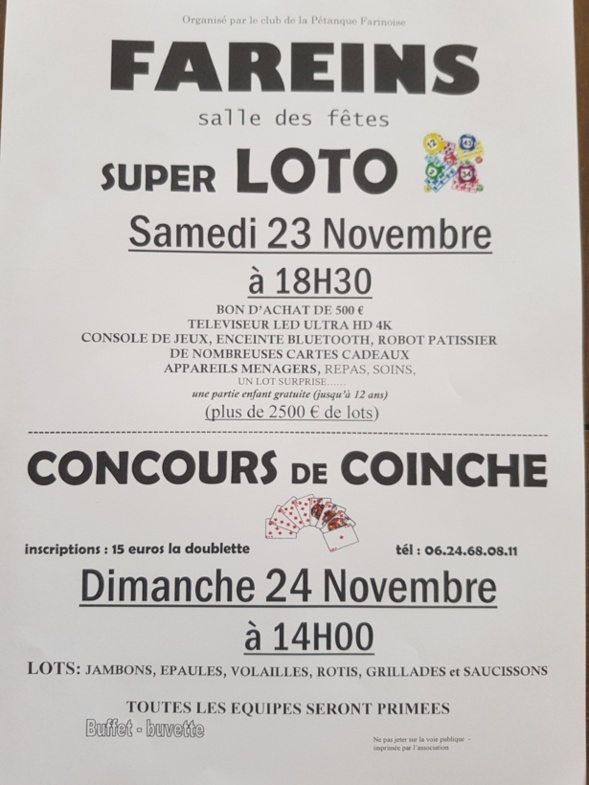 Super loto et concours de coinche 2019. Super loto et concours de coinche 2019.