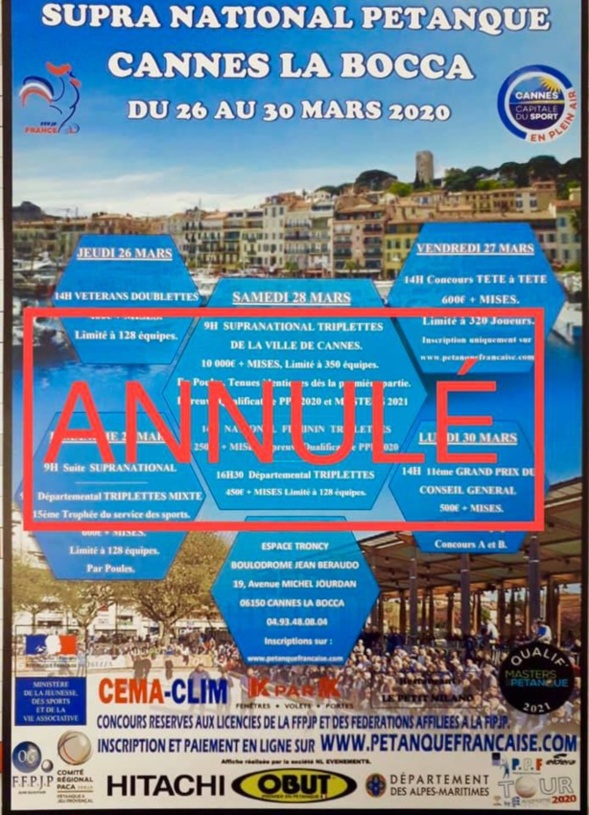 Annulation à CANNES !!!!! Annulation à CANNES !!!!!