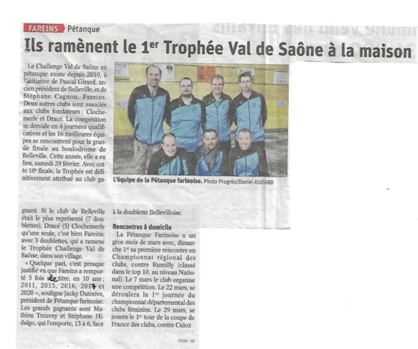 Articles dans LE PROGRES.
