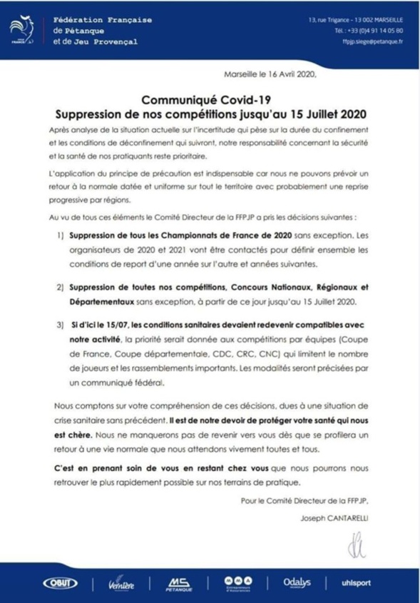 7ème communiqué de la FFPJP.