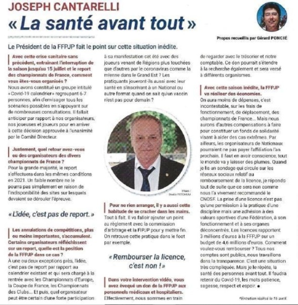 Interview du président de la FFPJP. Interview du président de la FFPJP.