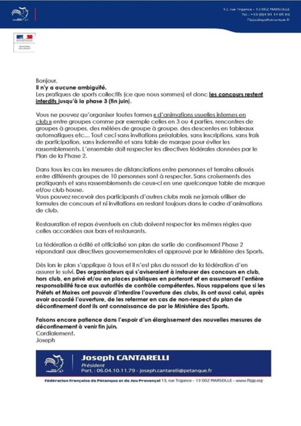 Information de la FFPJP. Information de la FFPJP.