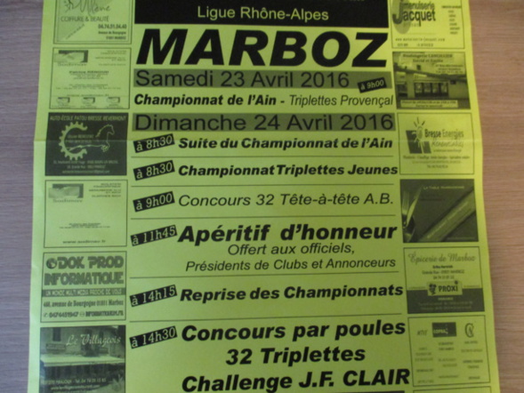 Championnat de l'Ain triplette provençal. Championnat de l'Ain triplette provençal.