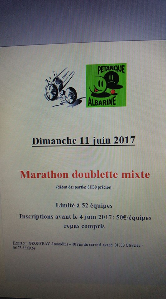 Marathon doublette mixte à SAINT RAMBERT. Marathon doublette mixte à SAINT RAMBERT.