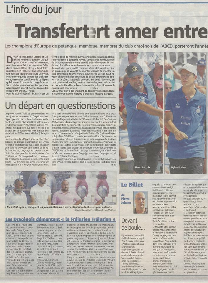 La DREAM TEAM quitte DRAGUIGNAN pour le nouveau club de FREJUS. La DREAM TEAM quitte DRAGUIGNAN pour le nouveau club de FREJUS.