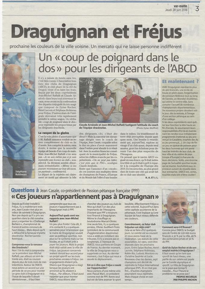 La DREAM TEAM quitte DRAGUIGNAN pour le nouveau club de FREJUS. La DREAM TEAM quitte DRAGUIGNAN pour le nouveau club de FREJUS.