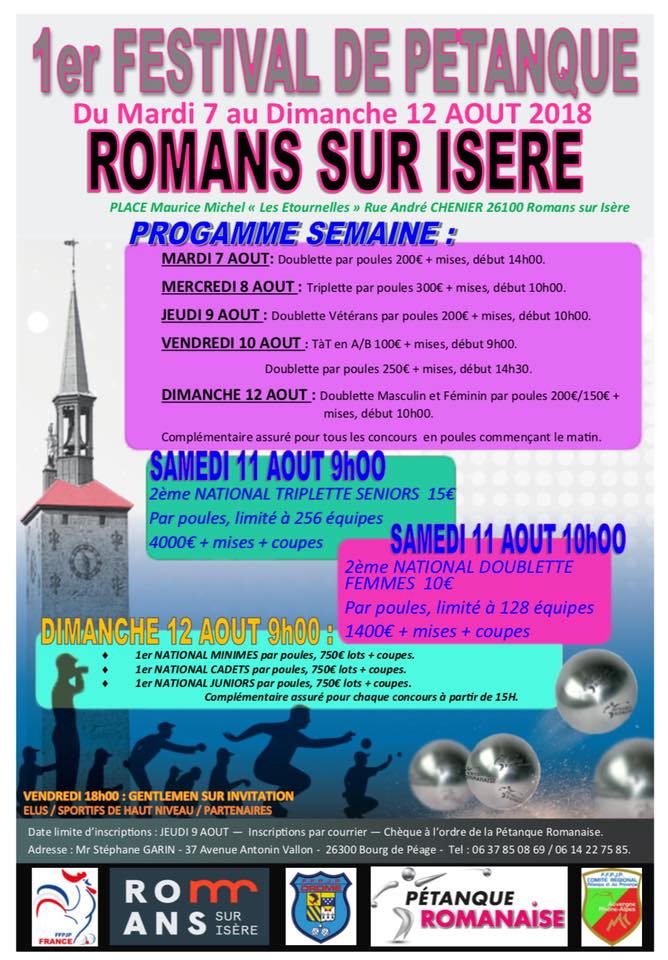 Semaine pétanque à ROMANS. Semaine pétanque à ROMANS.