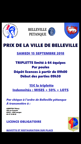 Prix de la ville de BELLEVILLE. Prix de la ville de BELLEVILLE.