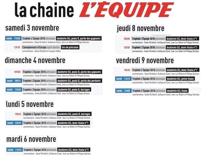 Diffusion du trophée L'EQUIPE sur l'équipe tv. Diffusion du trophée L'EQUIPE sur l'équipe tv.