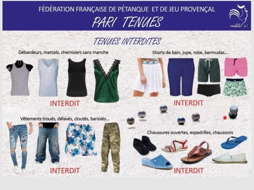 Règlementation pour les tenues à partir de 2019.