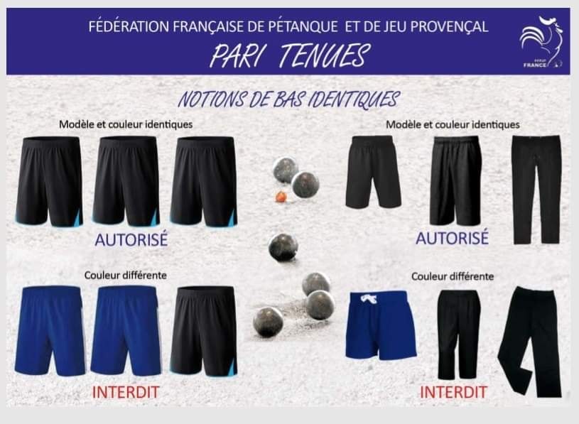 Règlementation pour les tenues à partir de 2019.