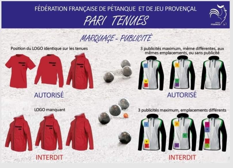 Règlementation pour les tenues à partir de 2019.