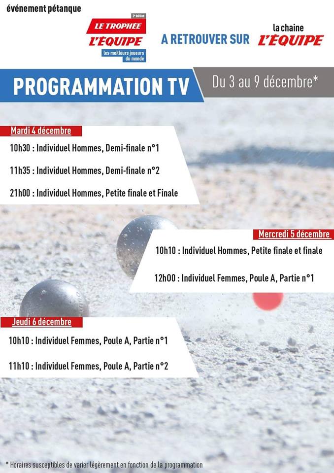 Diffusion pétanque sur l'EQUIPE TV Diffusion pétanque sur l'EQUIPE TV