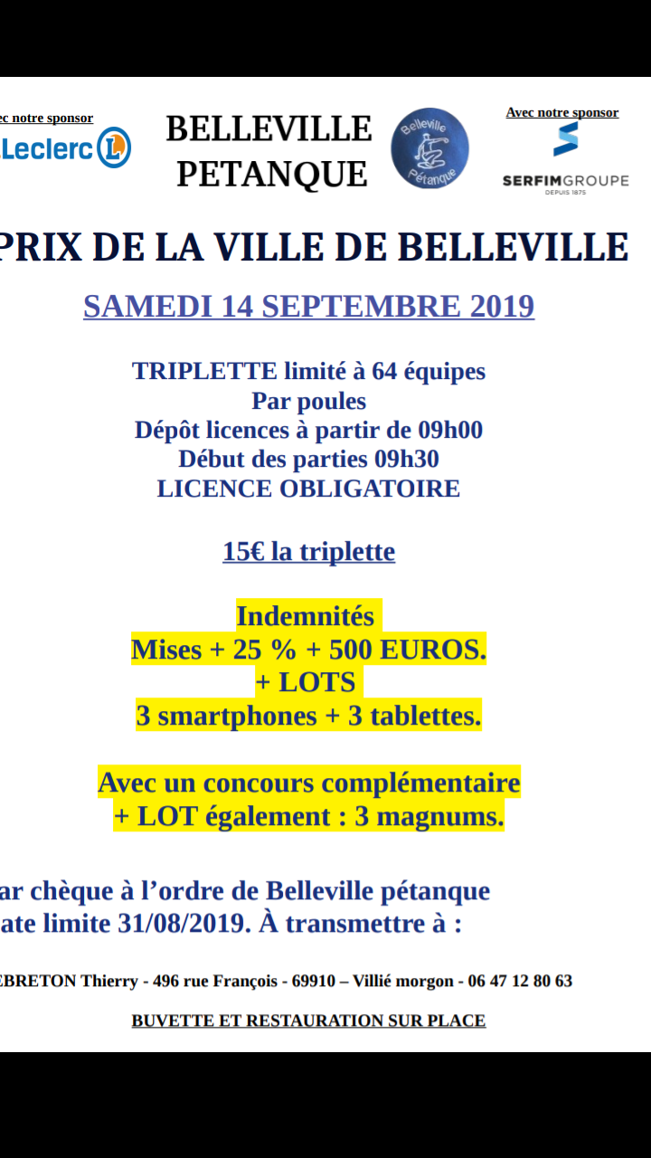 Grand prix de BELLEVILLE.