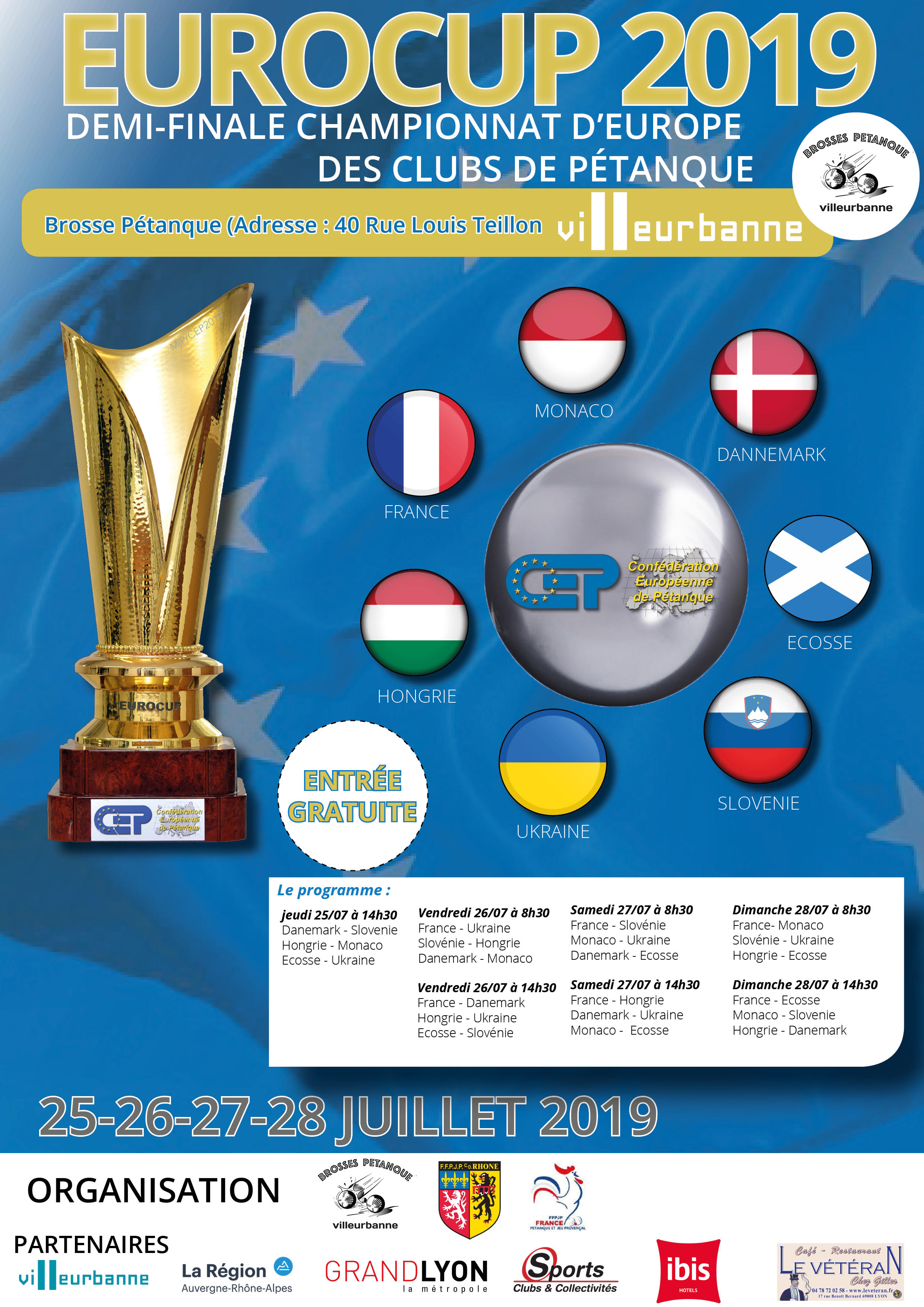 1/2 finale coupe d'Europe des clubs à VILLEURBANNE.