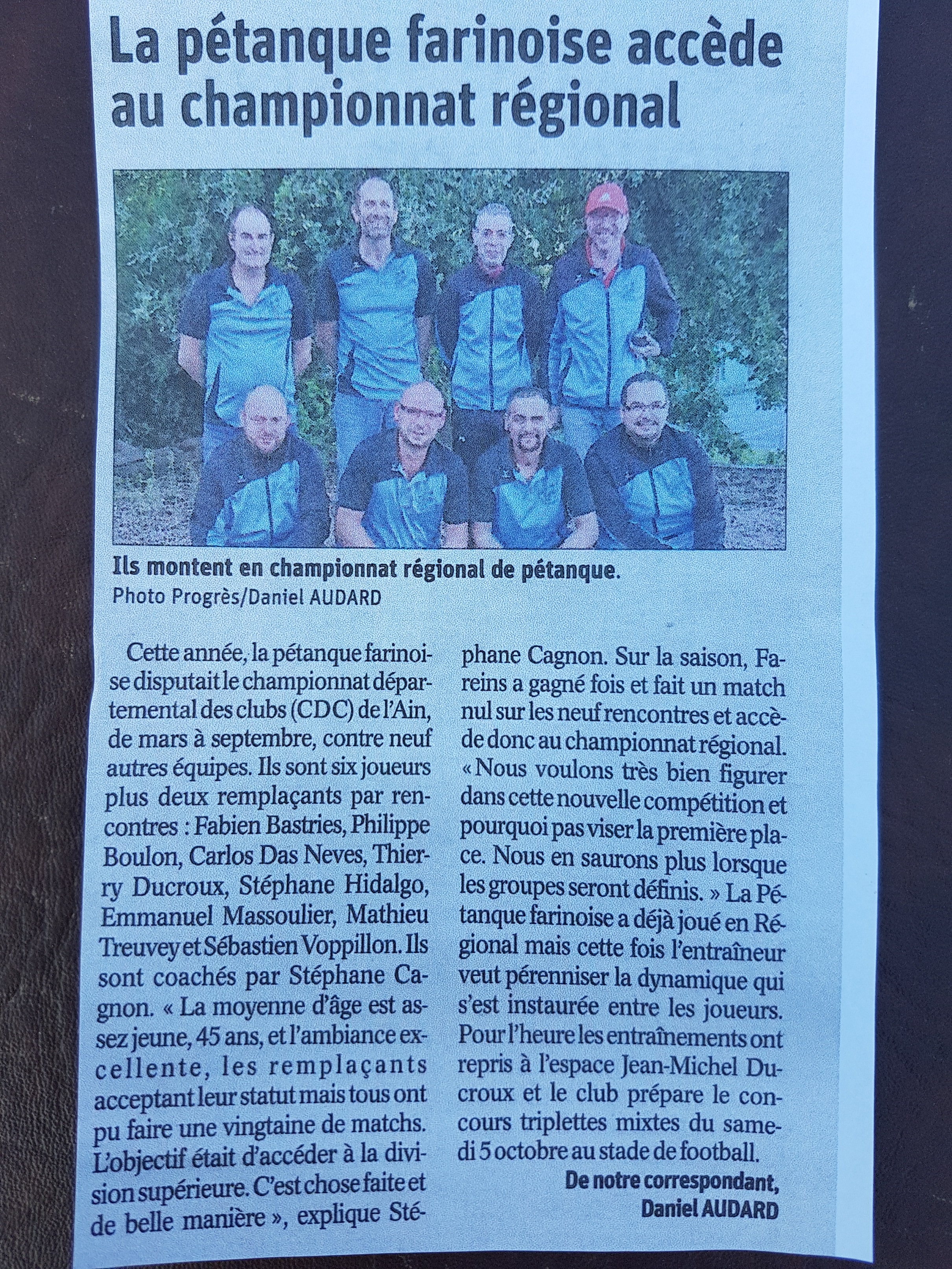 Petite erreur dans l'article : l'équipe n'a pas encore joué en championnat régional des clubs