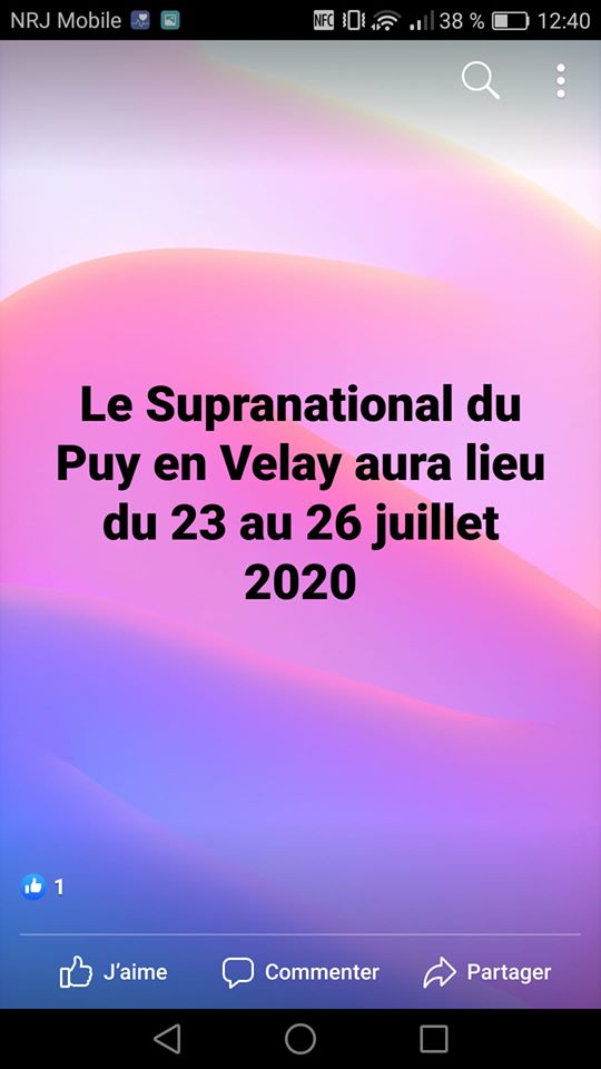 Nouvelles dates pour le supranational du PUY EN VELAY.