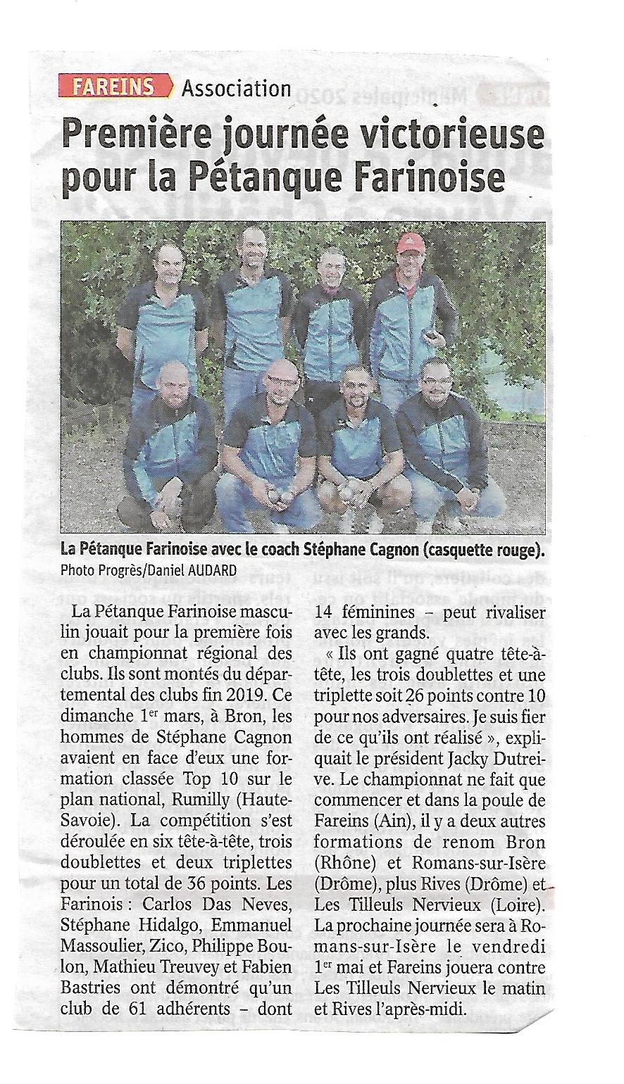 Articles dans LE PROGRES.