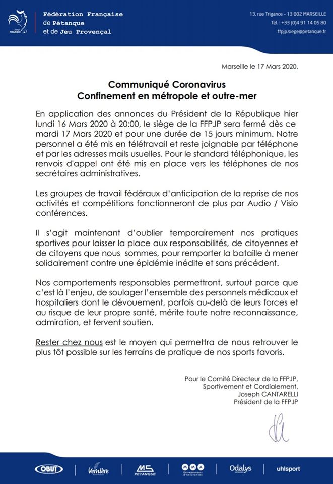 4ème communiqué de la FFPJP.