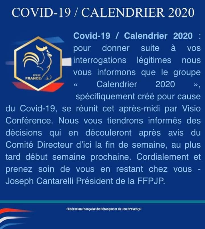 La FFPJP communiquera fin de semaine ou début de semaine prochaine. La FFPJP communiquera fin de semaine ou début de semaine prochaine.