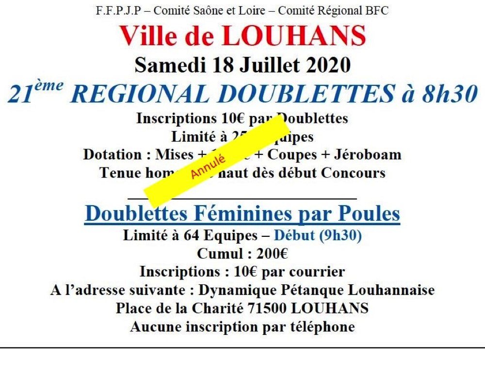 Annulation à LOUHANS. Annulation à LOUHANS.