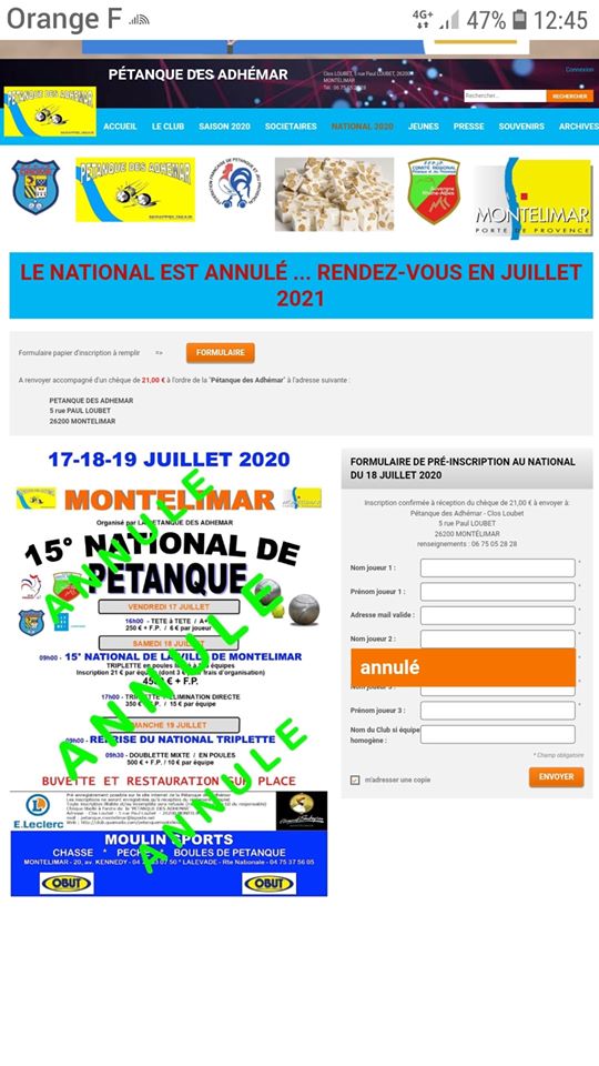Annulation à MONTELIMAR. Annulation à MONTELIMAR.