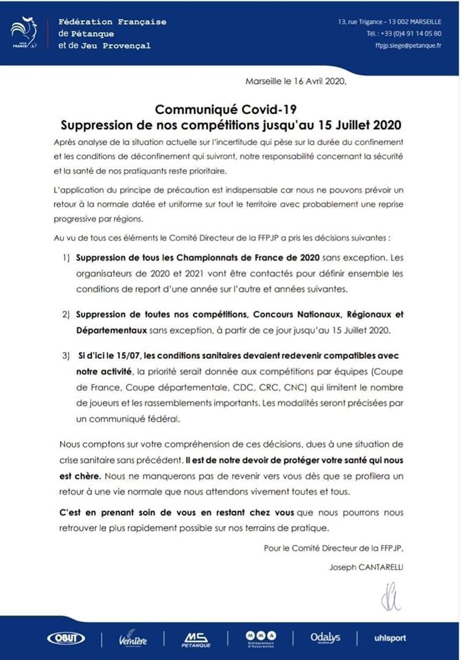 7ème communiqué de la FFPJP. 7ème communiqué de la FFPJP.