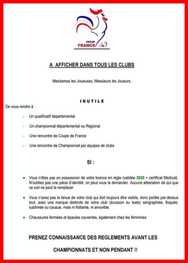 INFORMATIONS ELIMINATOIRES 2020 INFORMATIONS ELIMINATOIRES 2020