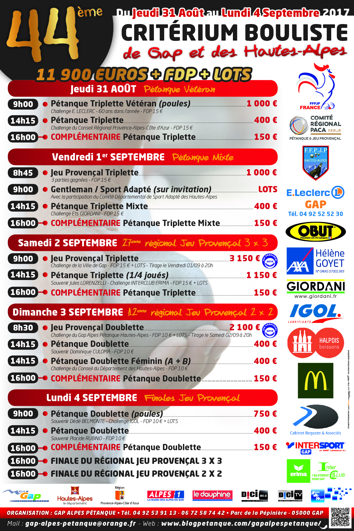 44ème CRITERIUM BOULISTE de la Ville de GAP et des HAUTES-ALPES