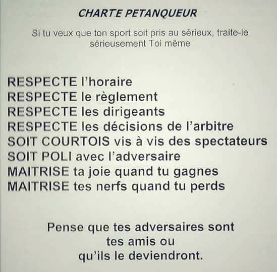 LA CHARTE DU PETANQUEUR