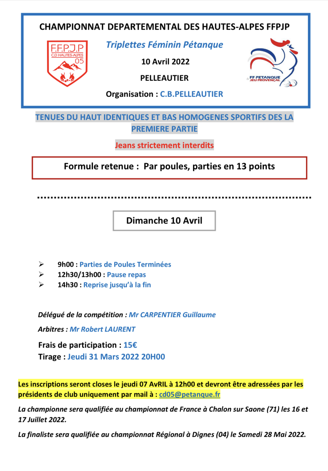 QUALIFICATIF PETANQUE TRIPLETTE HOMME ET FEMME A PELLEAUTIER