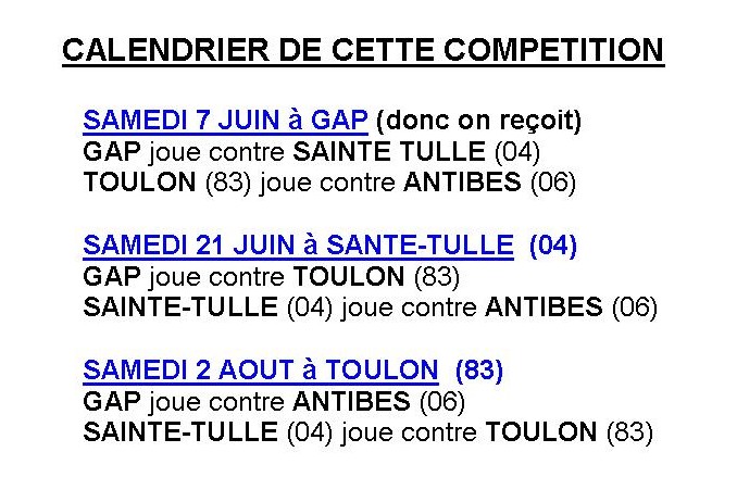 INFORMATION concernant le Championnat Régional des Clubs PACA (CRC 2)