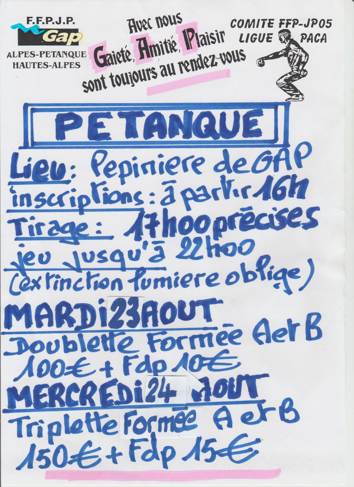 CONCOURS PETANQUE DES 23 et 24 AOUT 2022 au GAPHA CONCOURS PETANQUE DES 23 et 24 AOUT 2022 au GAPHA