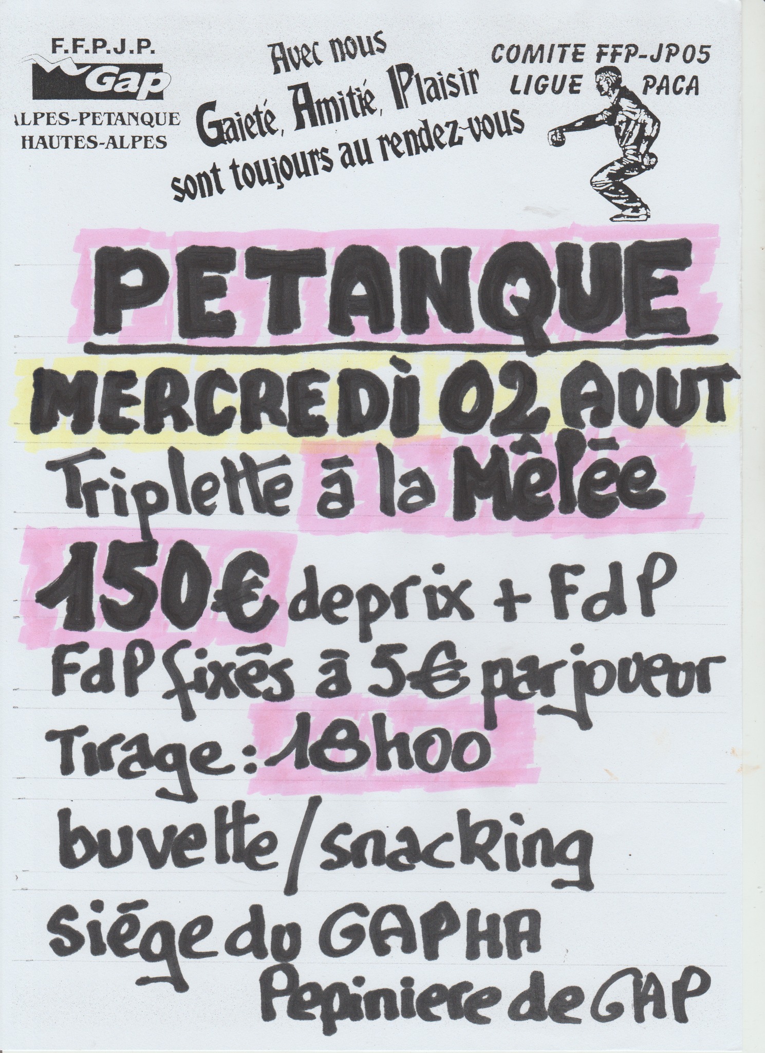 CONCOURS TRIPLETTE A LA MÊLEE MERCREDI 02 AOÛT 2023 CONCOURS TRIPLETTE A LA MÊLEE MERCREDI 02 AOÛT 2023