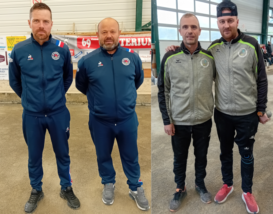 LES CHAMPIONS A GAUCHE : PROUVEN Terry - ADAMO Stéphane - LES FINALISTES A GAUCHE : ILLY Jérôme et VALLON Arnaud (LA PETITE BOULE VEYNOISE)