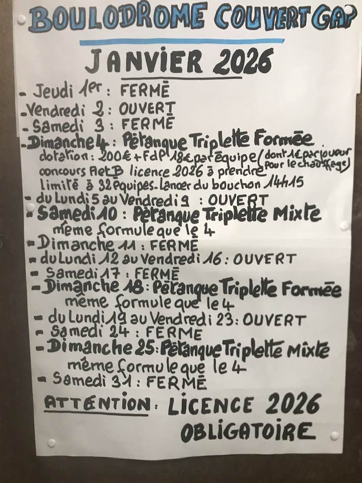 CONCOURS DU MOIS DE JANVIER 2026 - LISTE DES INSCRITS .. CONCOURS DU MOIS DE JANVIER 2026 - LISTE DES INSCRITS ..