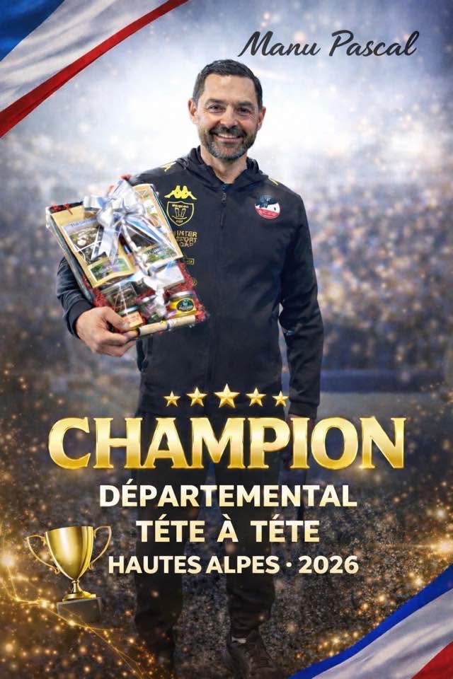 Manu PASCAL, notre ancien sociétaire, aujourd'hui au K'RO GAPENCAIS .. CHAMPION .. Toutes nos félicitations ..
