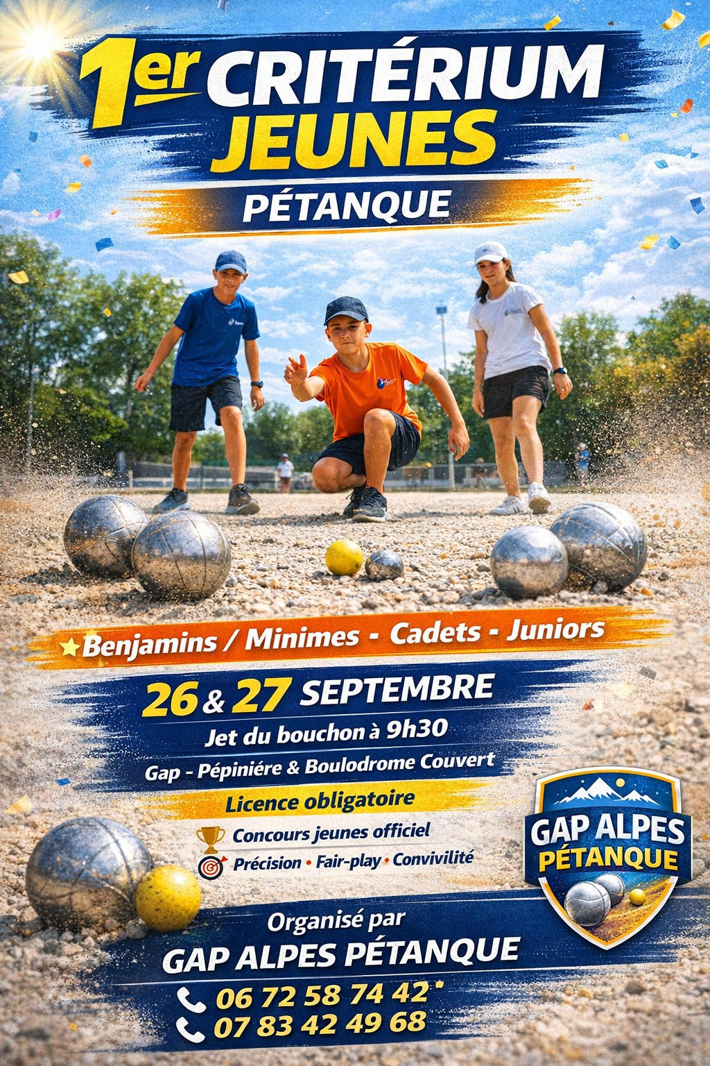 PROJET : 1er CRITERIUM BOULISTE JEUNES au GAP ALPES PETANQUE.. PROJET : 1er CRITERIUM BOULISTE JEUNES au GAP ALPES PETANQUE..