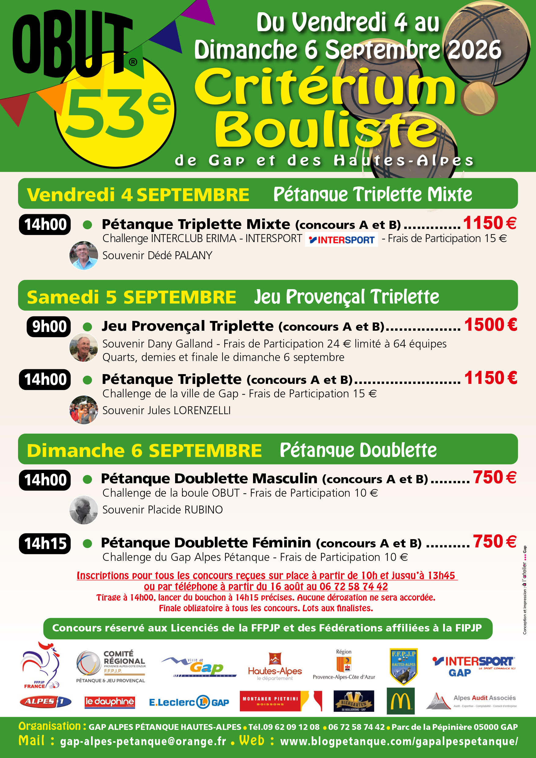 53ème CRITERIUM BOULISTE DE GAP et des HAUTES-ALPES 53ème CRITERIUM BOULISTE DE GAP et des HAUTES-ALPES