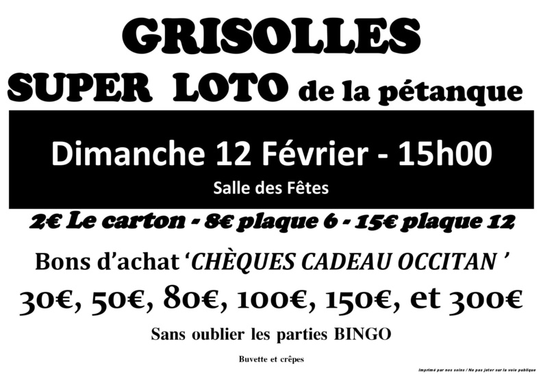 Loto du 12 Février Loto du 12 Février