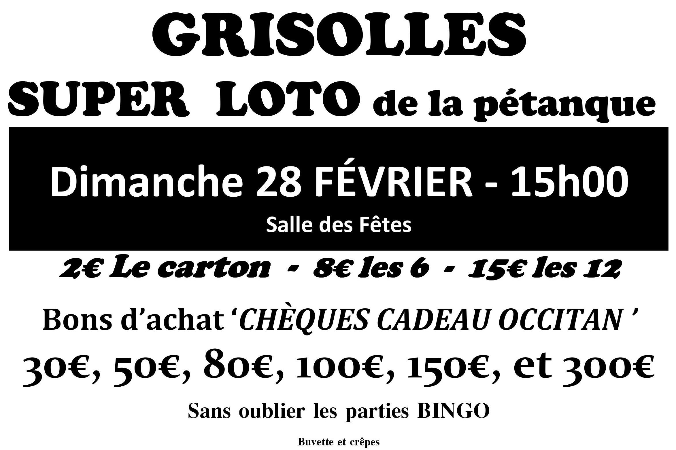 SUPER  LOTO  de la pétanque