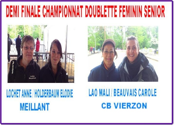 DEMI FINALE FEMININ CHAMPIONNAT DOUBLETTE FEMININ DEMI FINALE FEMININ CHAMPIONNAT DOUBLETTE FEMININ