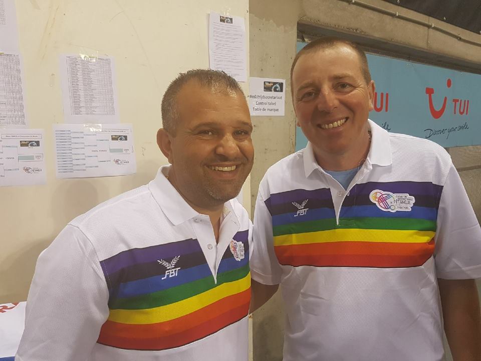 Les premiers champions du monde Doublette.
