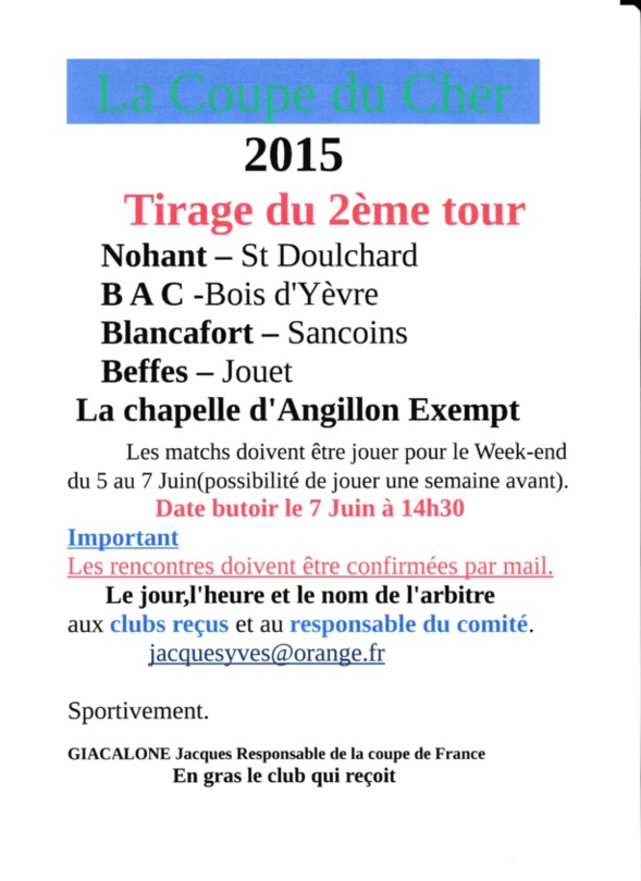 coupe du cher 2ème tour