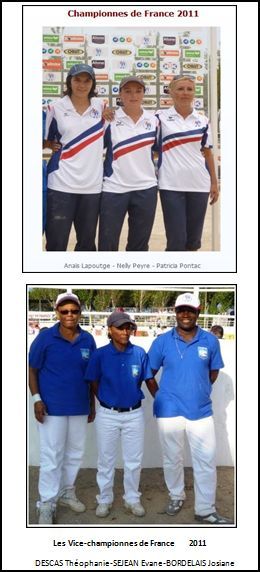 Les Championnes et Vice-Championnes du CHAMPIONNAT de FRANCE en TRIPLETTES FEMMES 2011